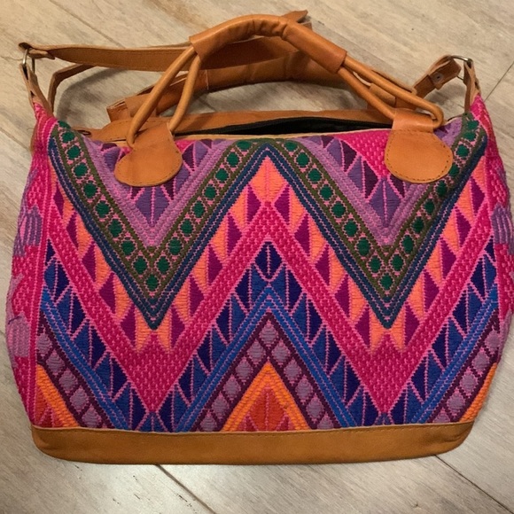 BOHO Multicolor Slingbag Leather Handmade - Picture 14 of 16